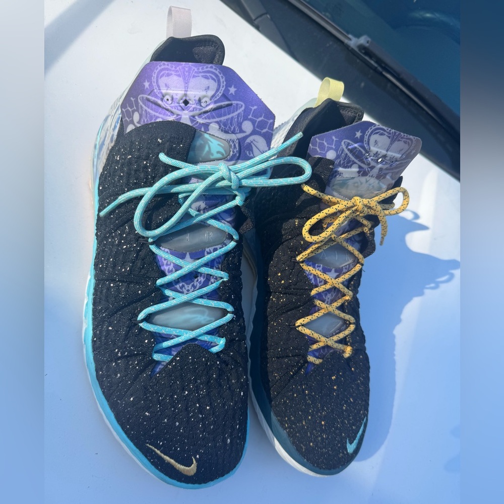 Nike LeBron Sneakers Black with Blue and Yellow Accents